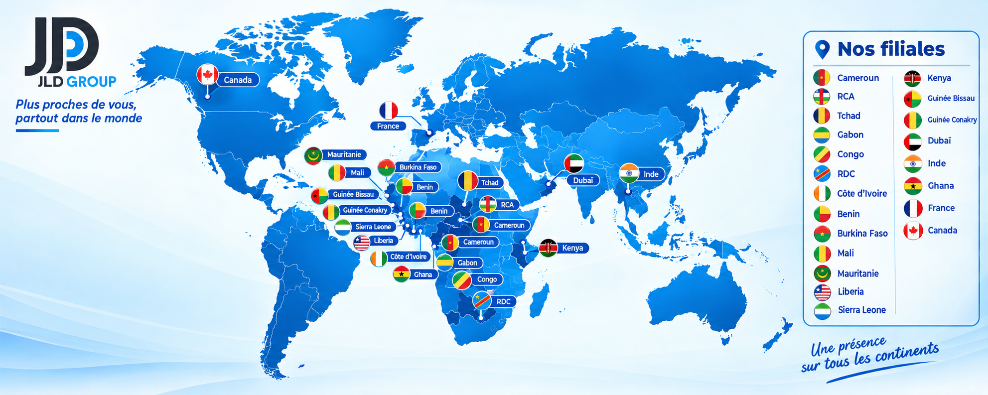 Points de bureaux LJD GROUP dans le monde